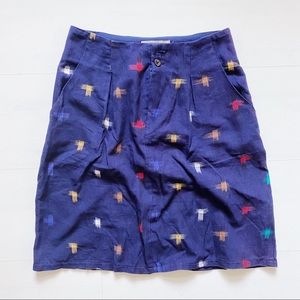 JENNIFER GLASGLOW print navy pencil skirt sz SMALL